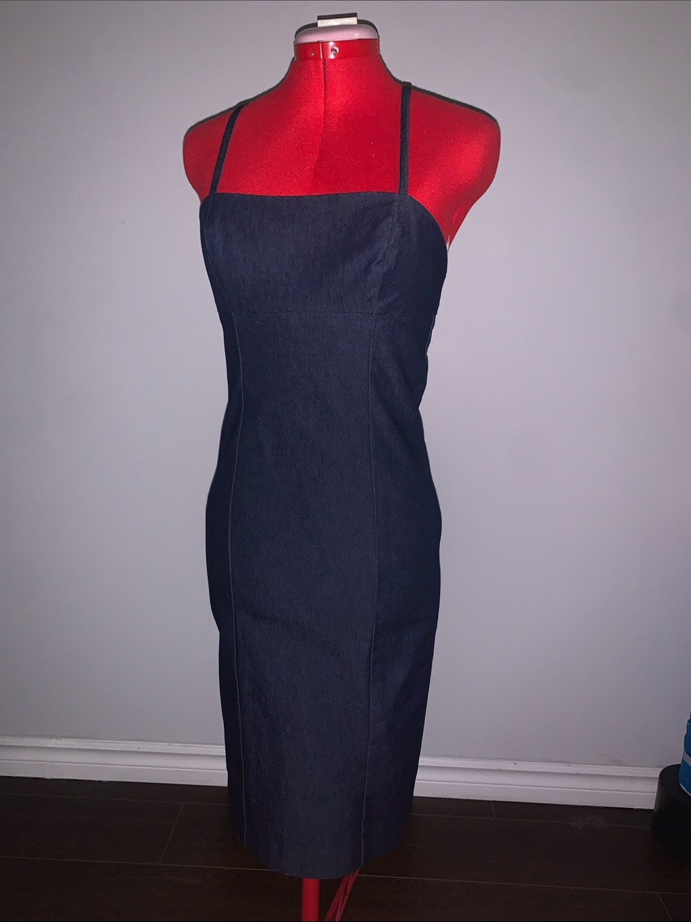 Guess Denim Crossback Denim Midi Dress